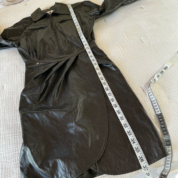 Ba&sh Faux Vegan Leather Dress Chocolate Brown Size XS - Picture 10 of 11